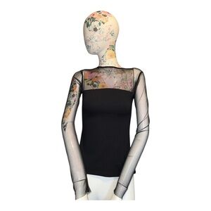 Marcella Elegant Sheer Black Women's Blouse